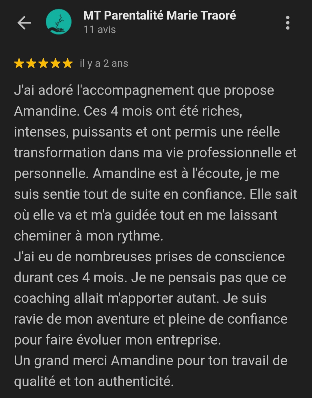 Avis Google Marie Traoré